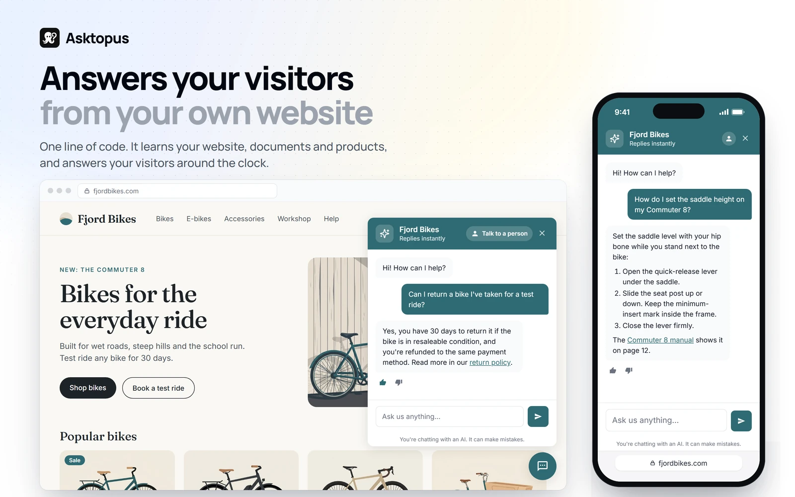 Asktopus, answers your visitors from your own website